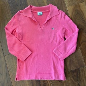 [Lacoste] Pink Collared V-Neck Top